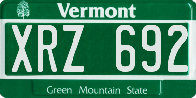 VT license plate XRZ692