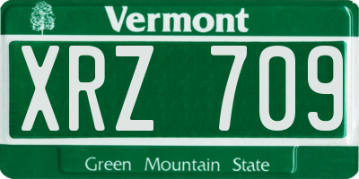 VT license plate XRZ709