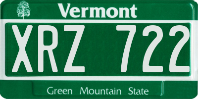VT license plate XRZ722