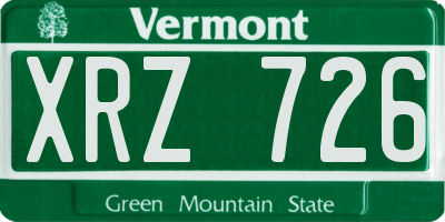 VT license plate XRZ726