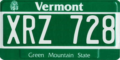 VT license plate XRZ728