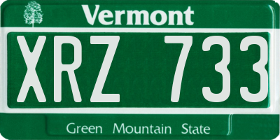 VT license plate XRZ733