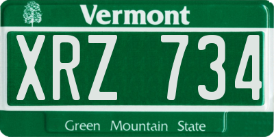 VT license plate XRZ734