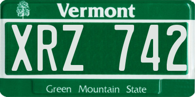 VT license plate XRZ742