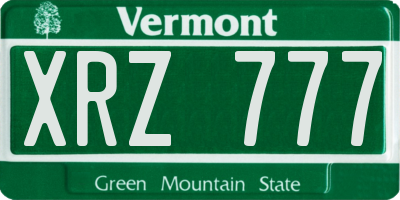 VT license plate XRZ777