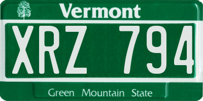 VT license plate XRZ794