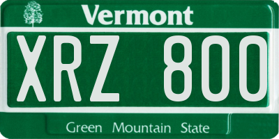 VT license plate XRZ800