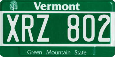 VT license plate XRZ802