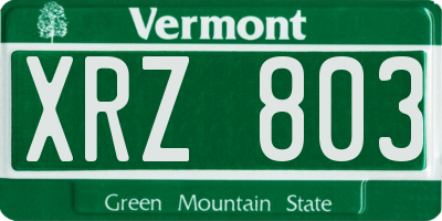 VT license plate XRZ803