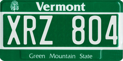VT license plate XRZ804