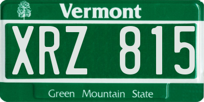 VT license plate XRZ815