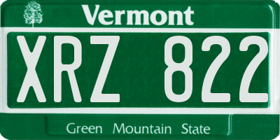 VT license plate XRZ822