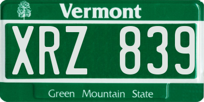VT license plate XRZ839
