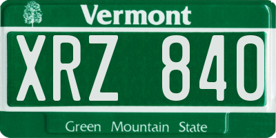 VT license plate XRZ840