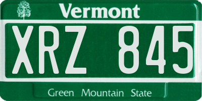 VT license plate XRZ845