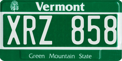 VT license plate XRZ858