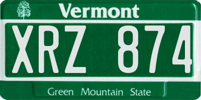 VT license plate XRZ874