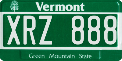VT license plate XRZ888