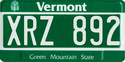 VT license plate XRZ892