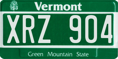 VT license plate XRZ904