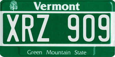 VT license plate XRZ909