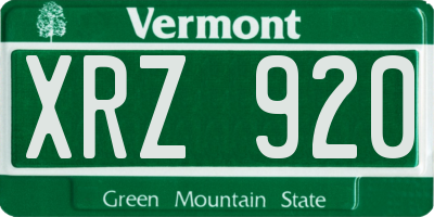 VT license plate XRZ920