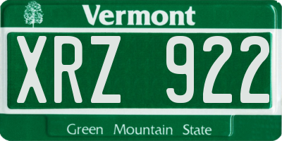 VT license plate XRZ922