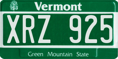 VT license plate XRZ925