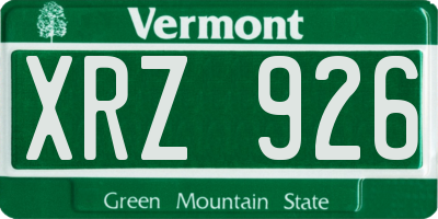 VT license plate XRZ926