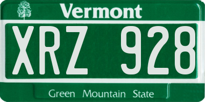 VT license plate XRZ928
