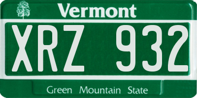 VT license plate XRZ932