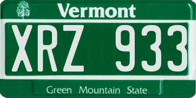 VT license plate XRZ933