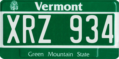 VT license plate XRZ934