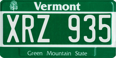 VT license plate XRZ935