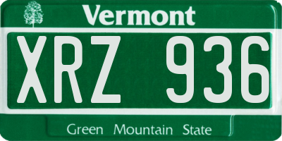 VT license plate XRZ936