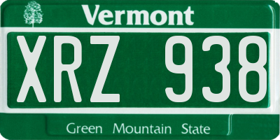 VT license plate XRZ938