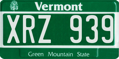 VT license plate XRZ939