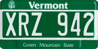 VT license plate XRZ942
