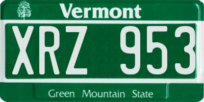 VT license plate XRZ953
