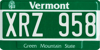 VT license plate XRZ958