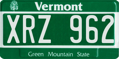VT license plate XRZ962
