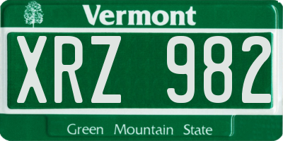 VT license plate XRZ982