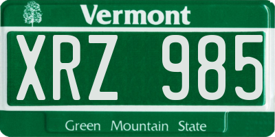 VT license plate XRZ985
