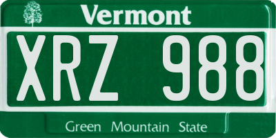 VT license plate XRZ988
