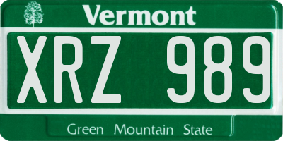 VT license plate XRZ989