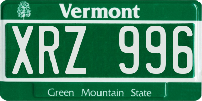 VT license plate XRZ996