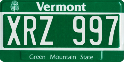 VT license plate XRZ997