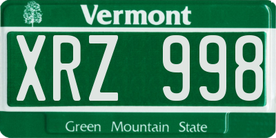 VT license plate XRZ998