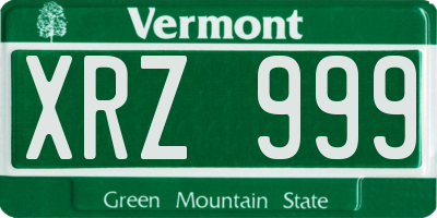 VT license plate XRZ999