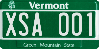 VT license plate XSA001